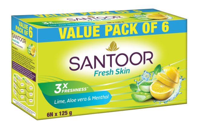 Santoor Fresh Skin Aloe Vera & Lime Bathing Soap
